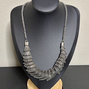 Chic Silver Tone Statement Edgy Brutalist Necklace